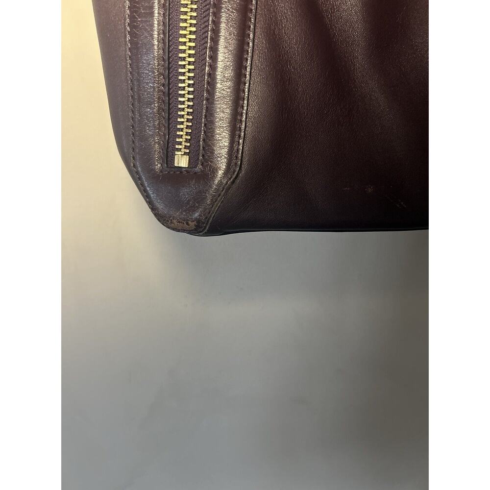 Pour La Victoire Leather Nouveau Shoulder Handbag Tote Zipper Detail Mauve Brown - Picture 5 of 12